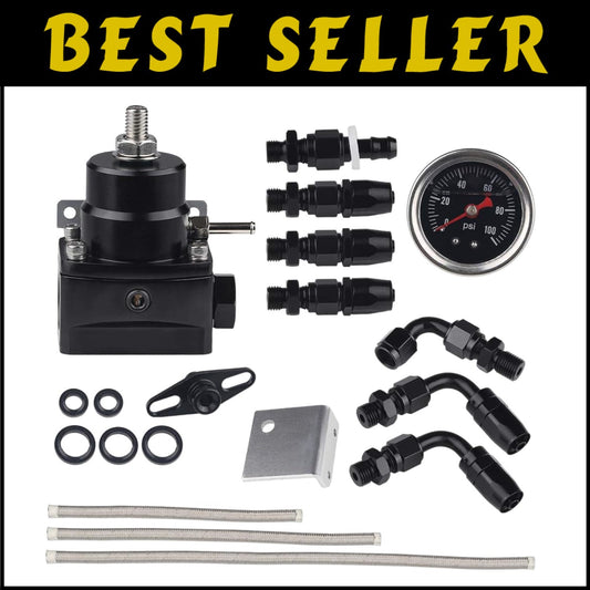 Precision Adjustable Fuel Pressure Regulator with 1-3/4'' Gauge & Aluminum Frame