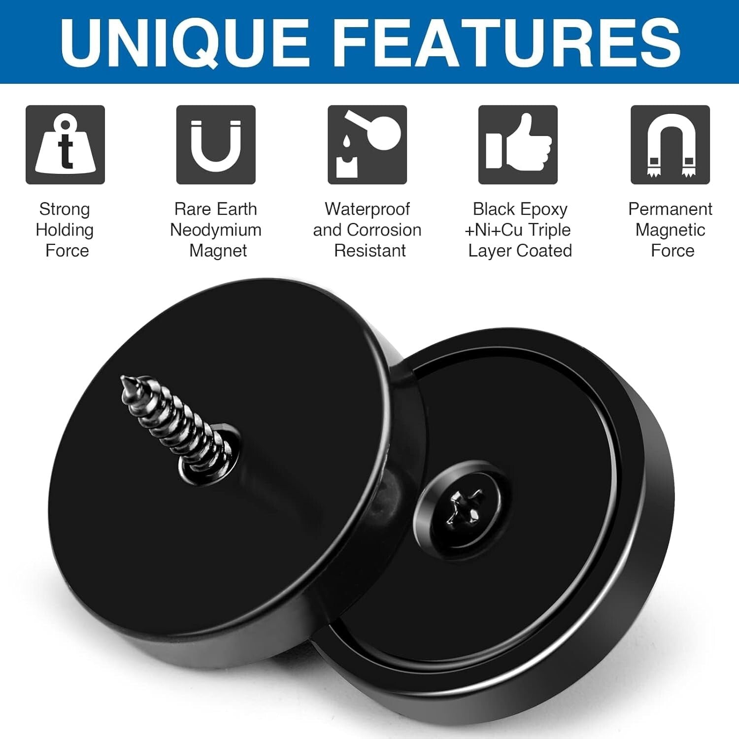 Strong 100 Pack Neodymium Magnets: 110 lbs Black with Screws for Versatile Use