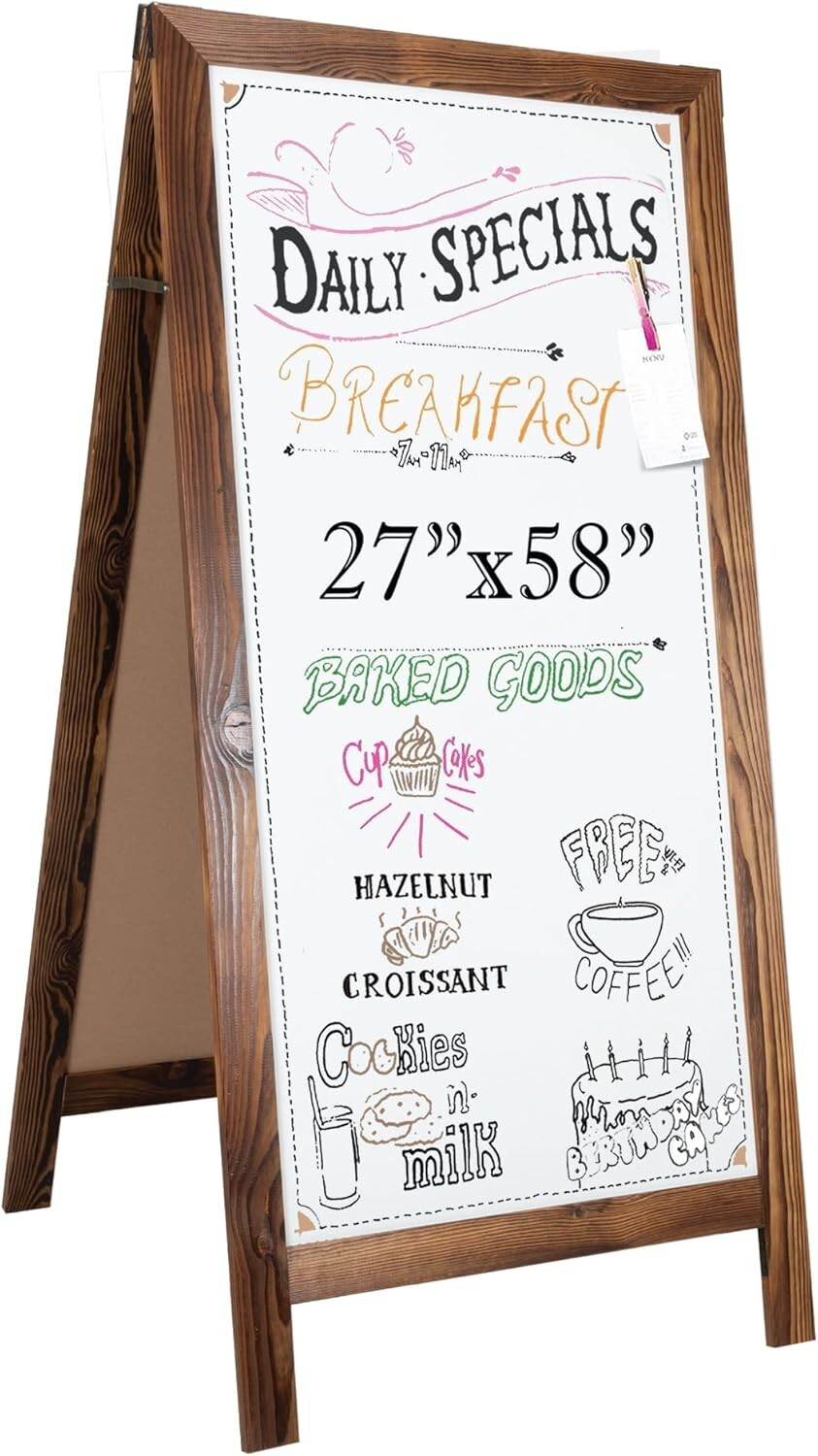 Eye-Catching 58x27 Rustic A-Frame Sign - Double-Sided Menu Board for Outdoor Use