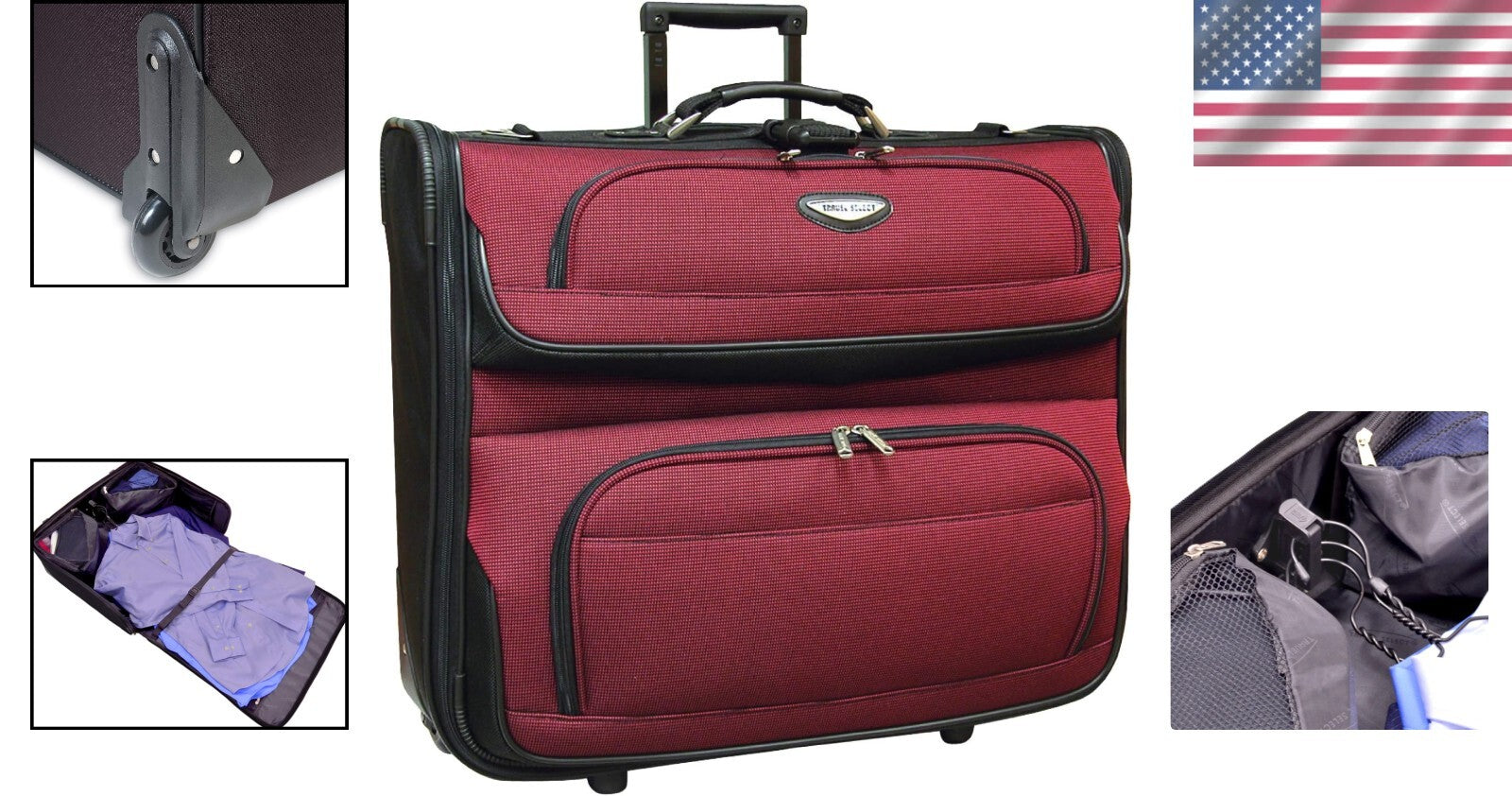 Durable Amsterdam Business Garment Bag - Expandable with Smooth Inline Wheels