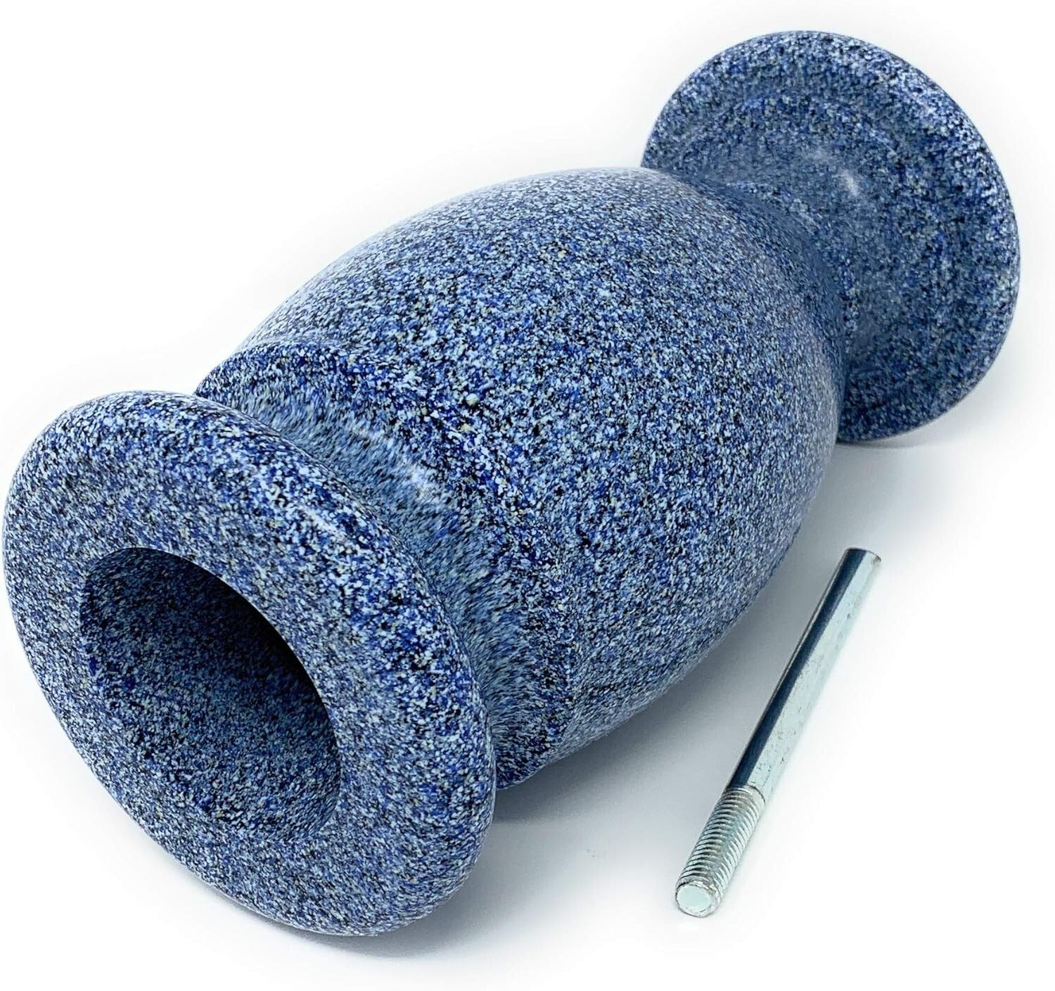 Sturdy Flower Holder for Graves - Blue Granite Design with Metal Securing Spike