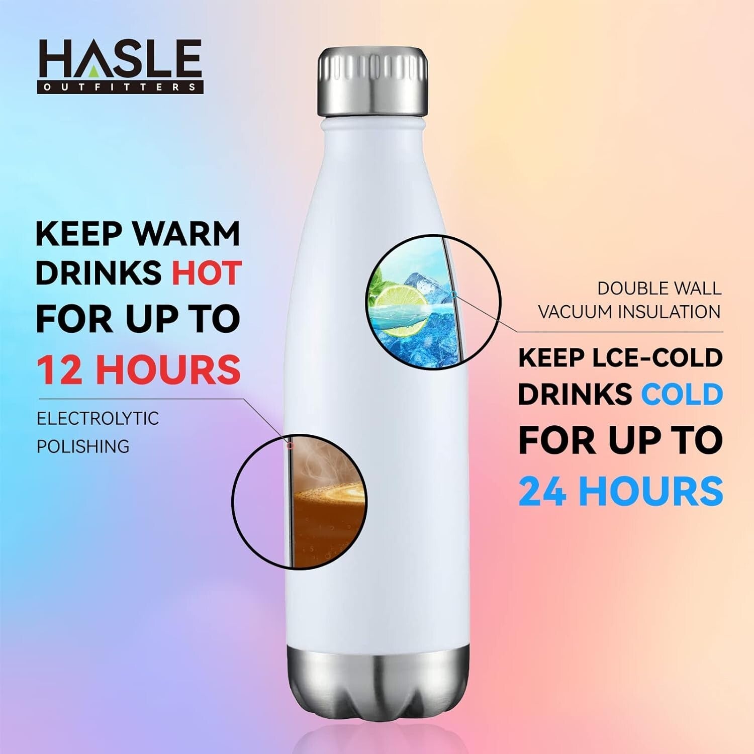 Vacuum Insulated 17oz White Water Bottles - Perfect for Outdoor Adventures