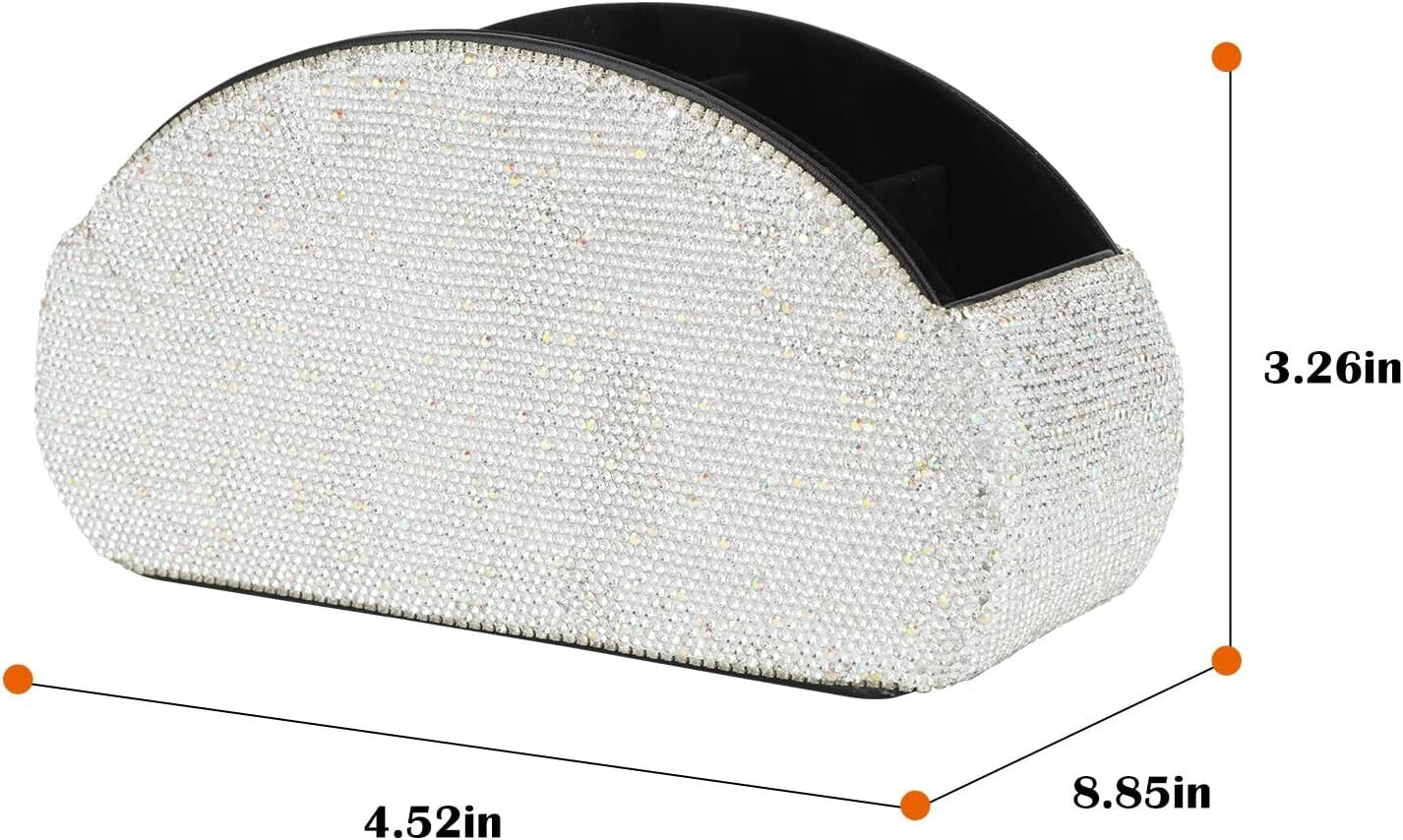 Elegant 5-Compartment Leather Organizer - Bling Crystal Luxury for Desk Storage