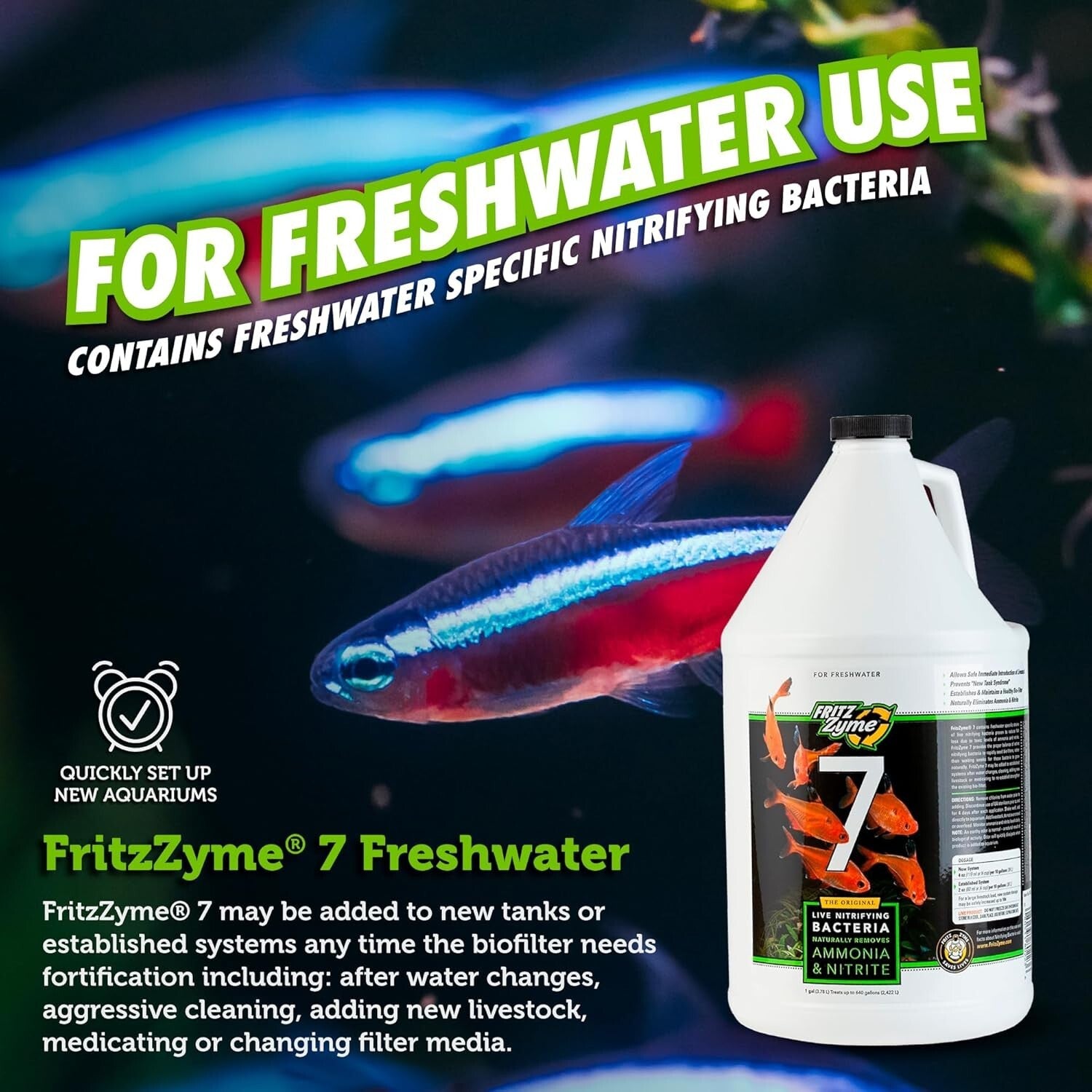 1 Gallon FritzZyme 7 Nitrifying Bacteria - Safe Ammonia & Nitrite Reduction