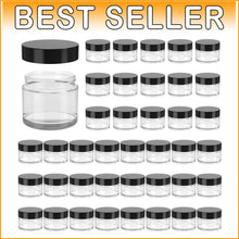 Load image into Gallery viewer, Stackable 2oz Clear Glass Jars with Airtight Black Lids - Ideal for Travel &amp; DIY