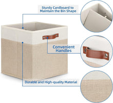 Load image into Gallery viewer, Stylish 13 Inch Cube Storage Bins with Soft Lining and Durable Leather Handles