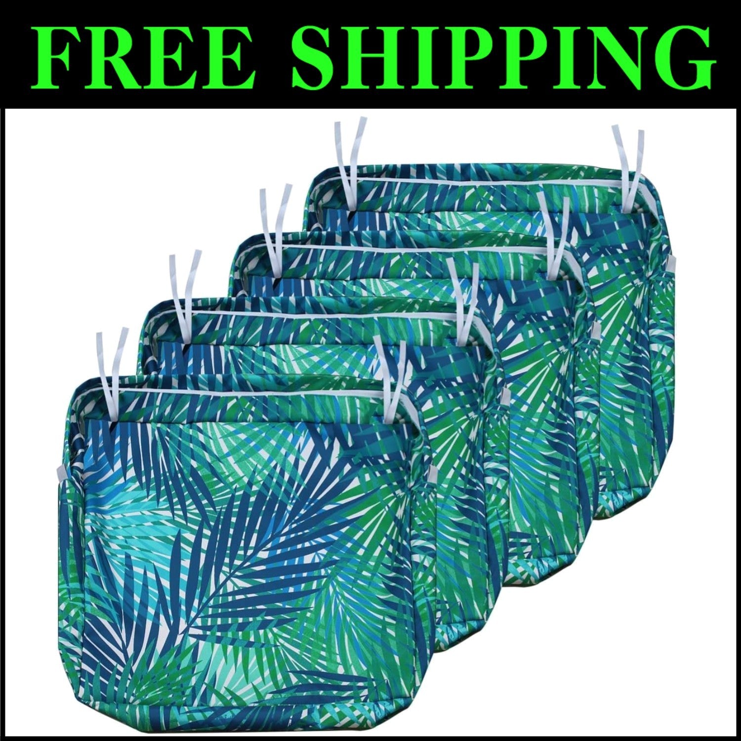 Waterproof Tropical Leaf Cushion Slipcovers Set of 4 - Outdoor Chair Protection
