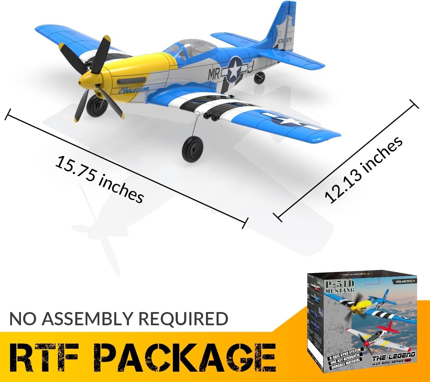 4 Channel Remote Control P51D Mustang Plane - Perfect for Beginners and Experts