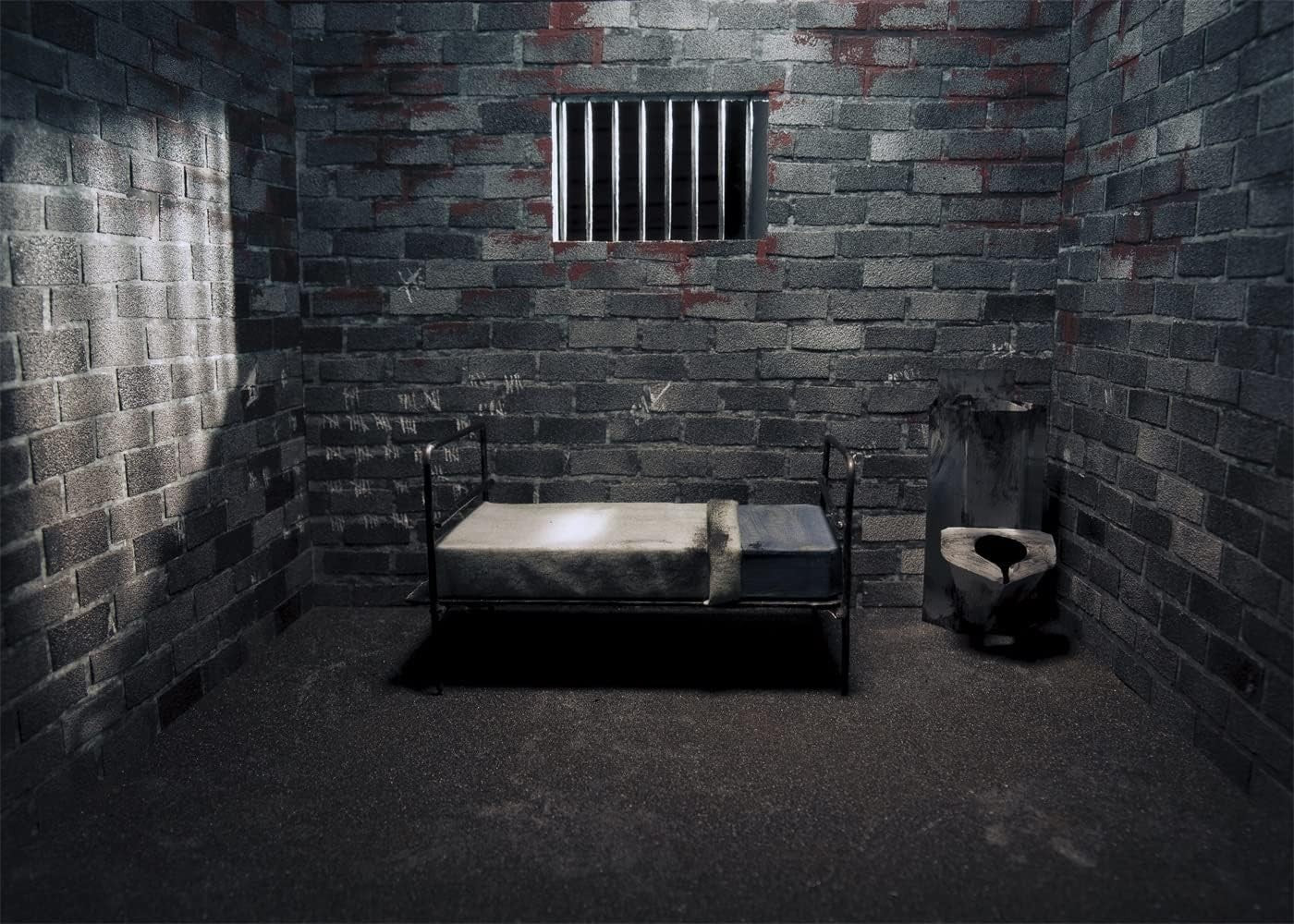 10x8ft Prison Cell Backdrop - High-Resolution Murder Mystery Photography Prop
