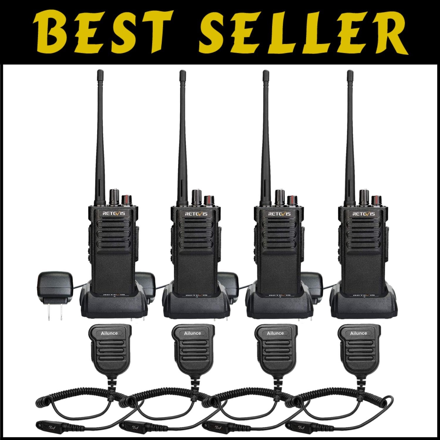 Enterprise-Grade Walkie Talkies, 7 Mile Range, Waterproof Speaker Mic Included