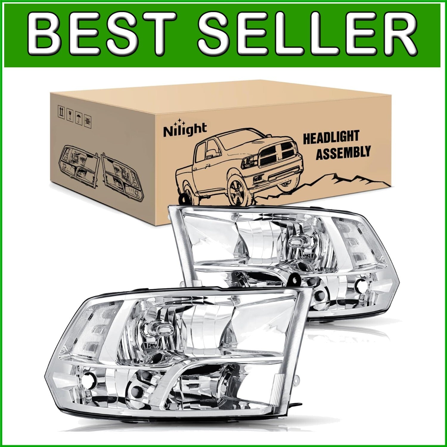 DOT Compliant Headlight Assembly for 2009-2018 Ram 1500/2500/3500 - Easy Install