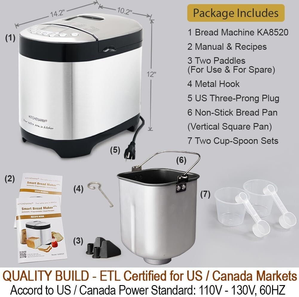 Stainless Steel Bread Maker with 29 Programs & Customizable Cycle for All Levels