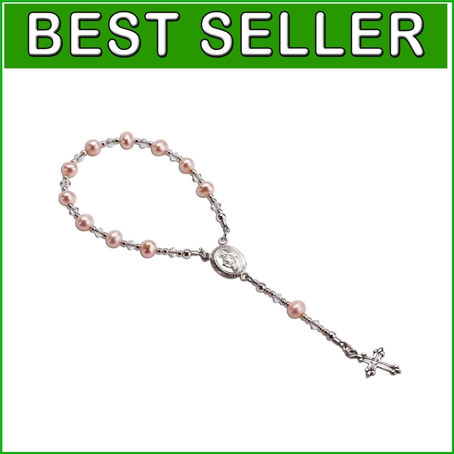 Special Occasion Sterling Silver Pink Baby Rosary - Elegant Christening Keepsake