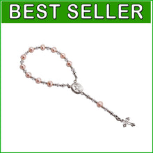 Load image into Gallery viewer, Special Occasion Sterling Silver Pink Baby Rosary - Elegant Christening Keepsake