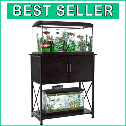 Dual-Level 20-29 Gallon Fish Tank Stand with Modern Design and Storage Solutions