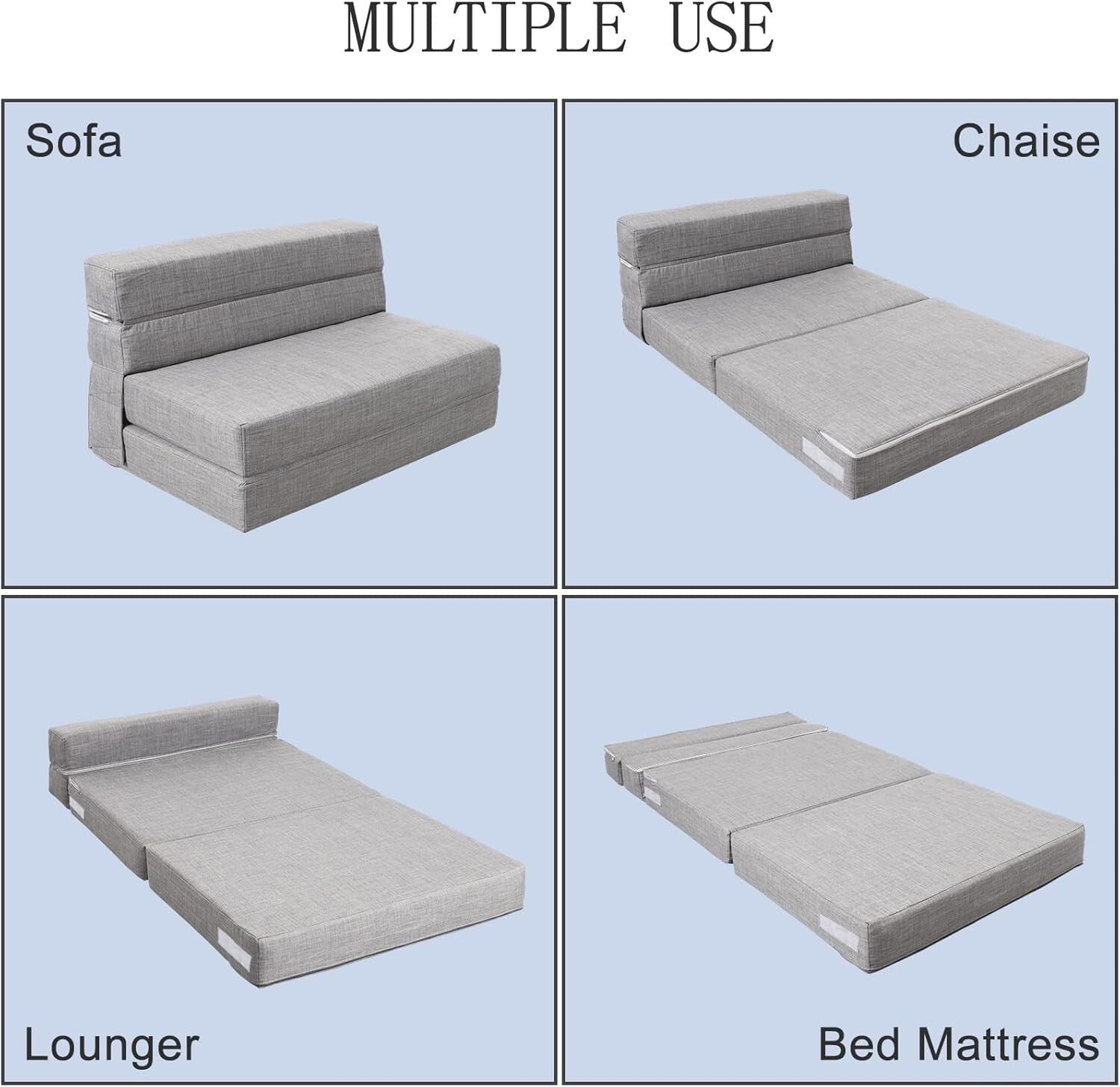 Ergonomic Space-Saving Twin Sleeper Sofa Bed in Light Gray - Perfect for Guests