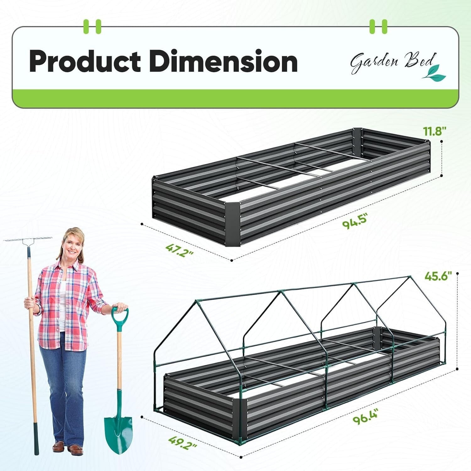 8x4ft Metal Raised Garden Bed with Integrated Greenhouse – Protect Your Plants!