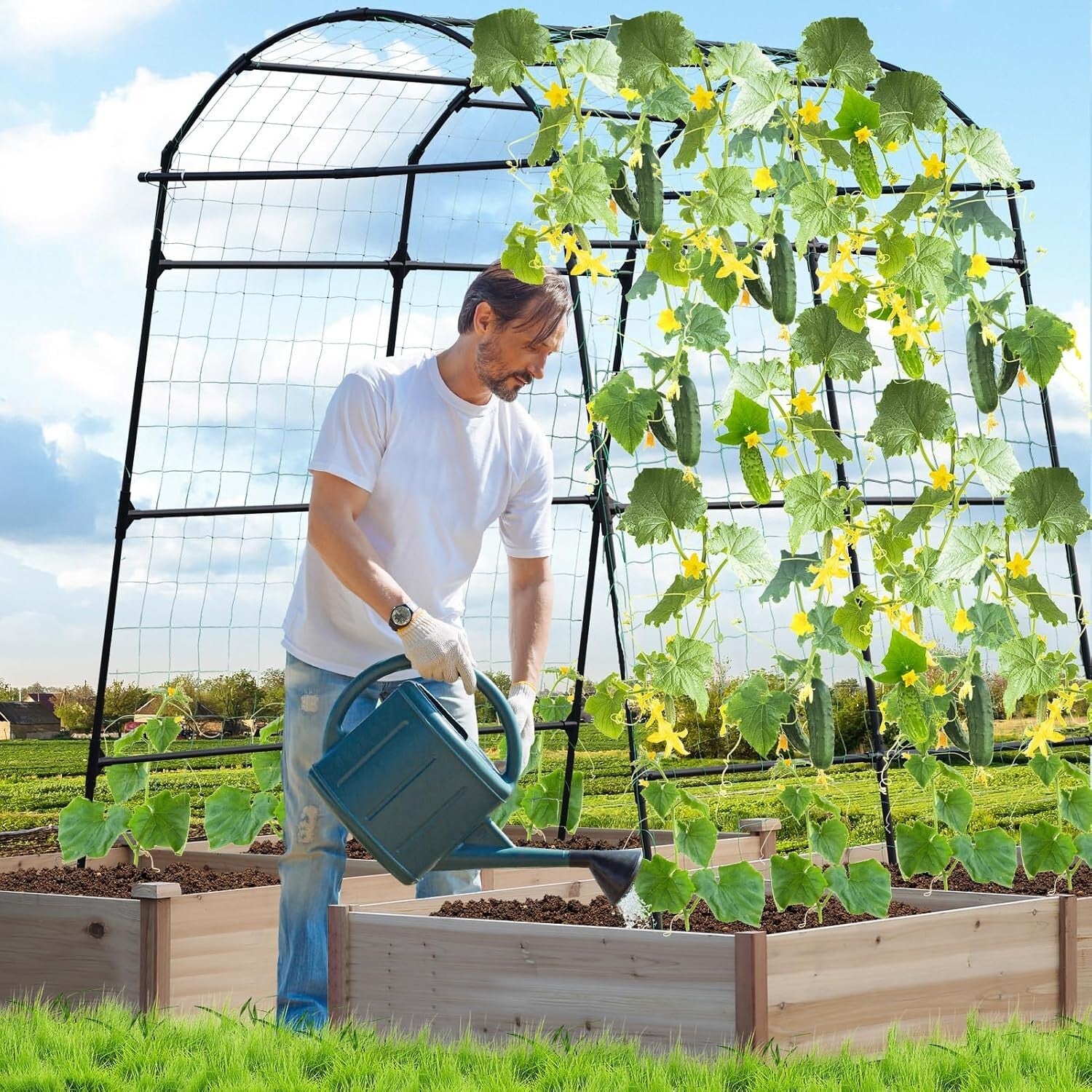 Elegant 7ft Garden Arch Trellis - Adjustable Metal Support for Climbing Plants