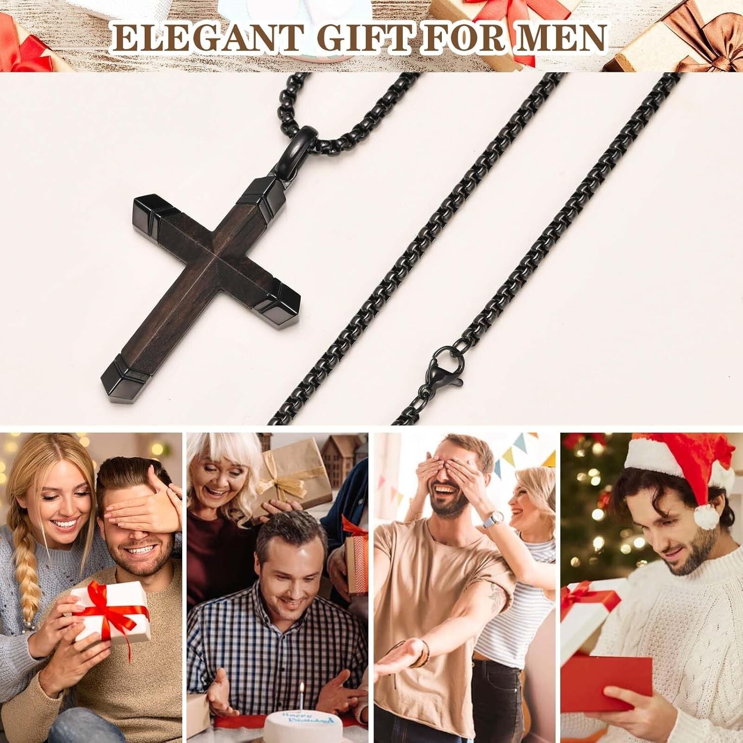Elegant Wooden Cross Pendant by Koa with Stainless Steel - Perfect Gift for Men