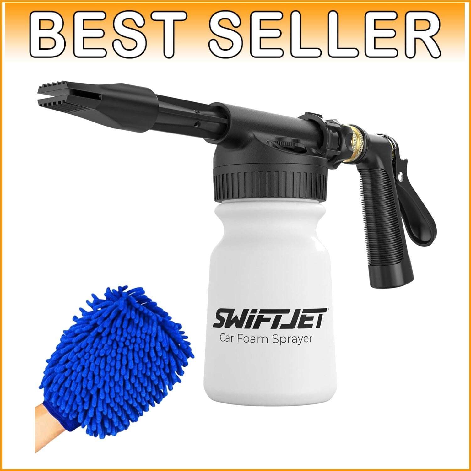 Adjustable Car Wash Foam Sprayer Gun with Microfiber Mitt for Scratch-Free Shine