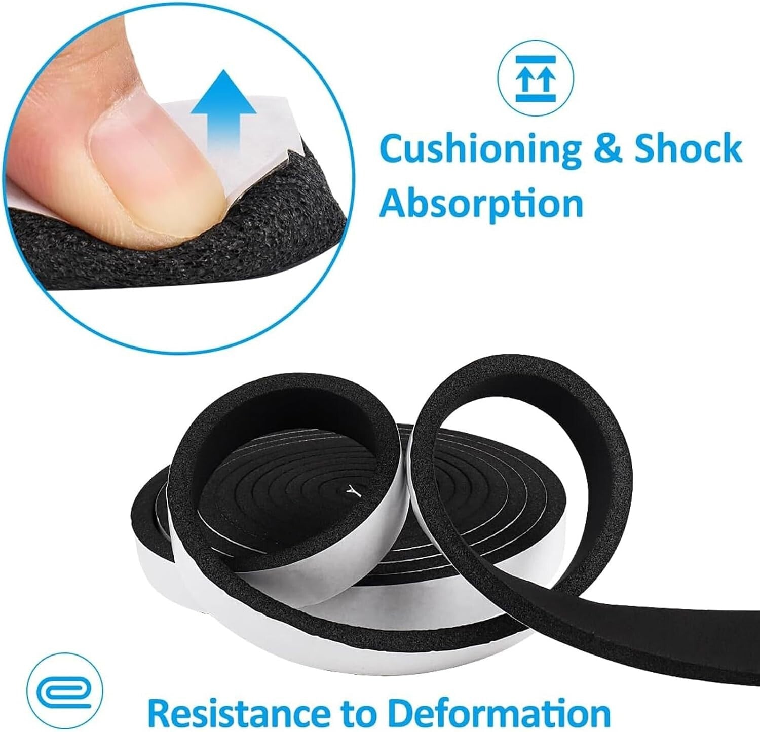 1/2in x 1/8in Foam Weather Stripping Door Seal for Noise and Draft Reduction