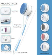 Load image into Gallery viewer, Luxury Electric Body Brush with Non-Slip Handle - 3 Speed Modes, 5 Brush Heads