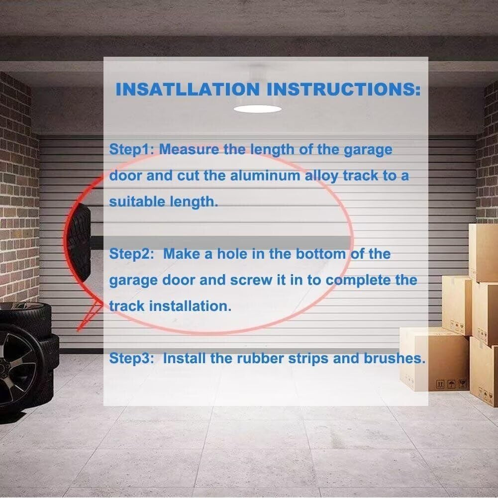 Adjustable Universal Garage Door Weatherproofing KIt - Rubber & Aluminum Parts