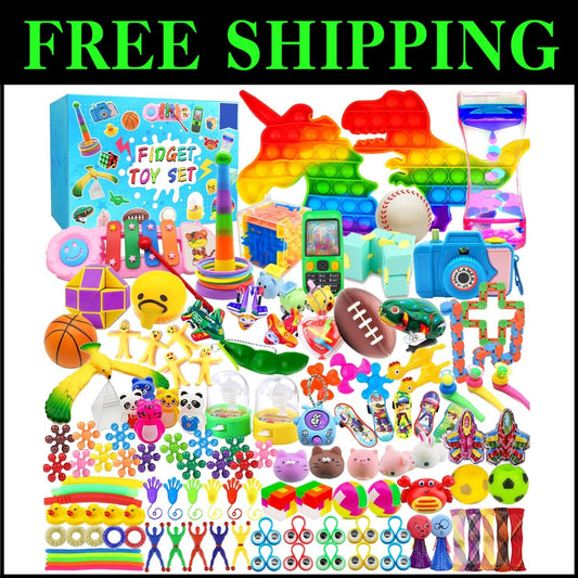 Brightly Colored 125-Pack Fidget Toys - Perfect for Parties, Pinatas, and More