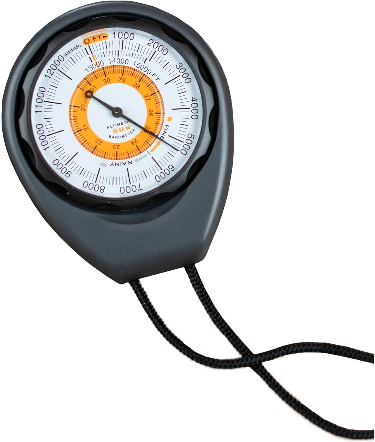 Rugged 15,000 ft Altimeter 203: Battery-Free Analog Barometer with Carry Lanyard