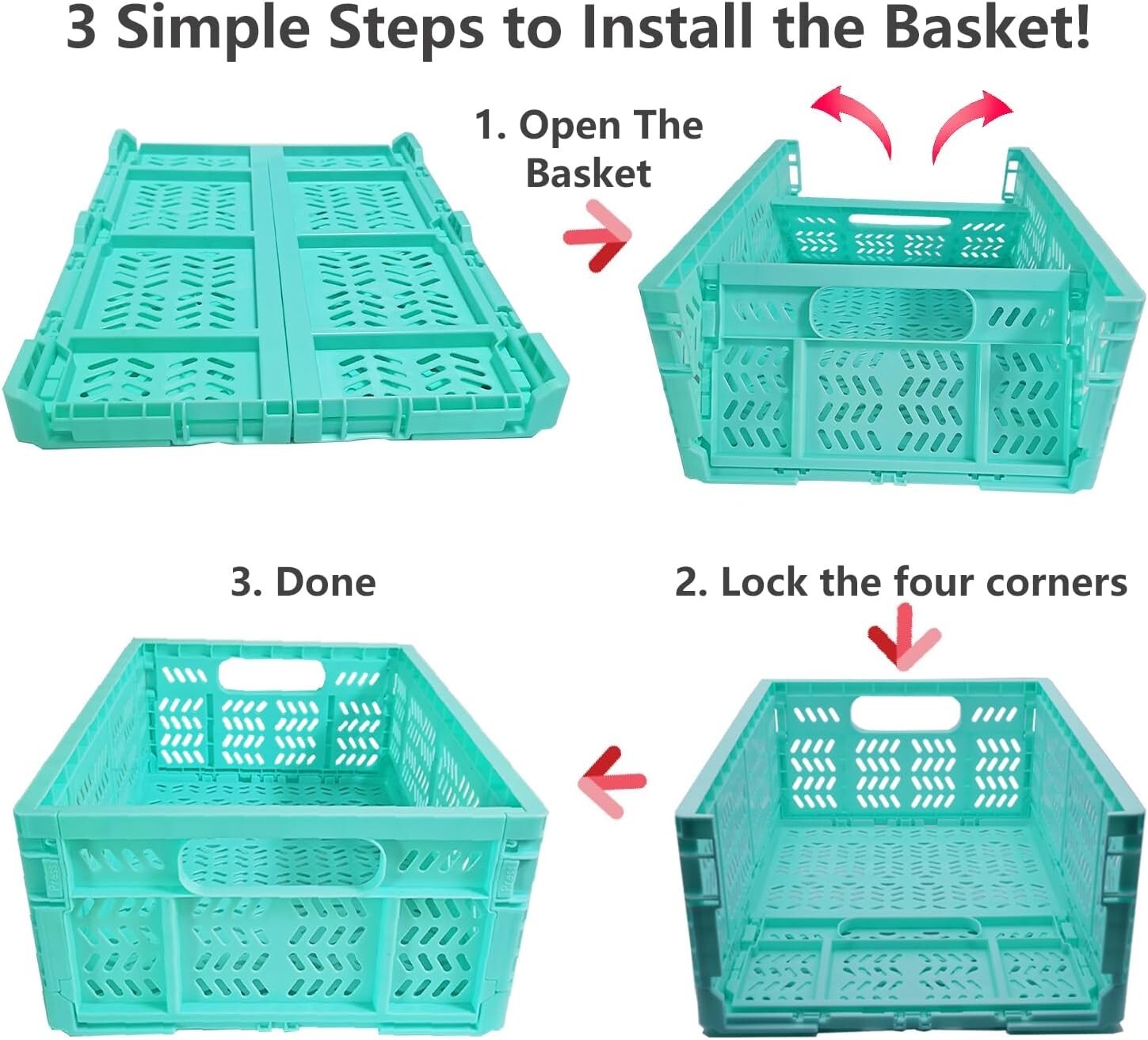 Durable 20L Collapsible Storage Baskets - Ideal for Home & Office Organization