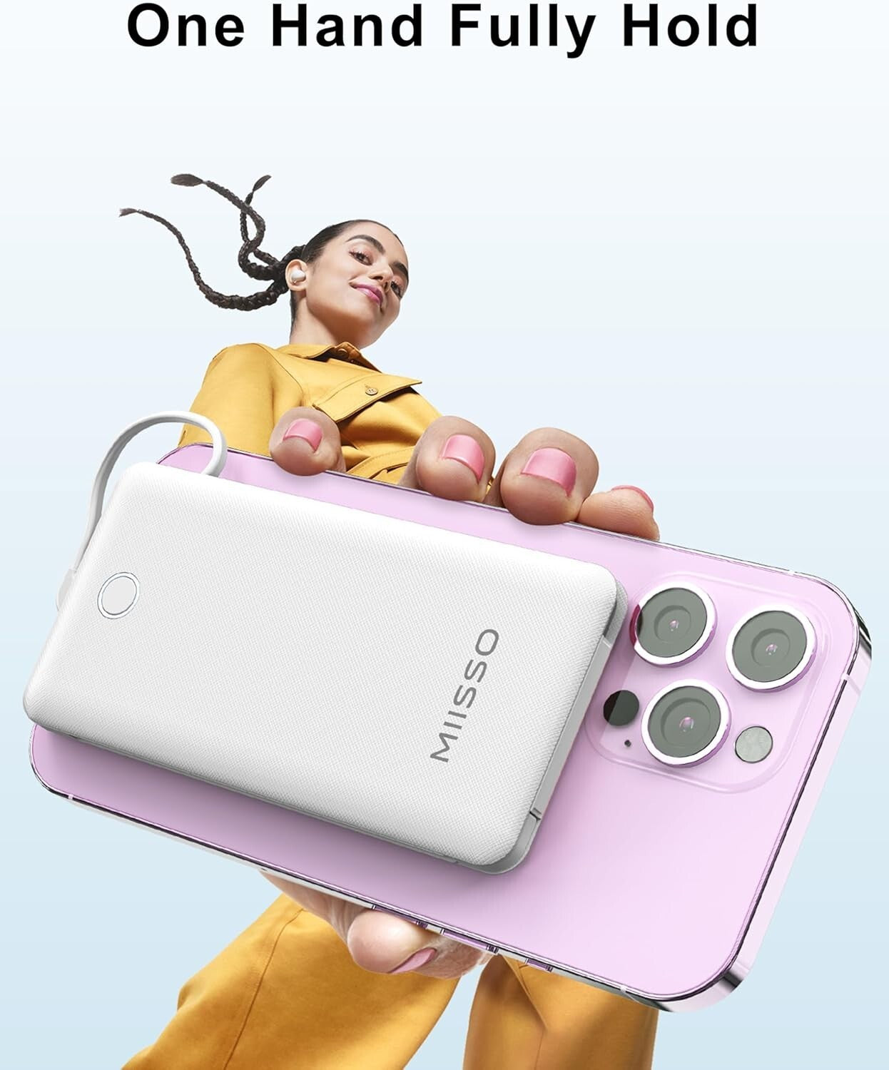 Dual-Pack 10000mAh Slim Power Bank with Built-in Cables, Travel Ready & Stylish