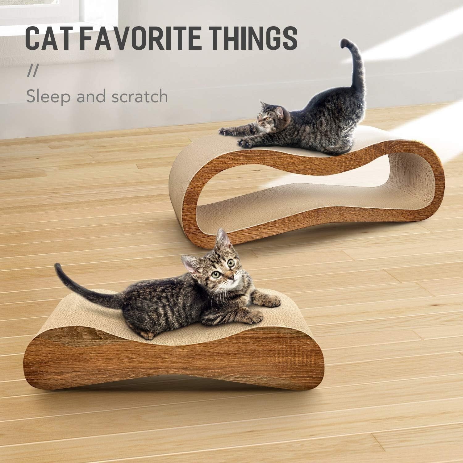 2 in 1 Cat Scratcher Lounge Bed - Durable & Eco-Friendly Cardboard Comfort