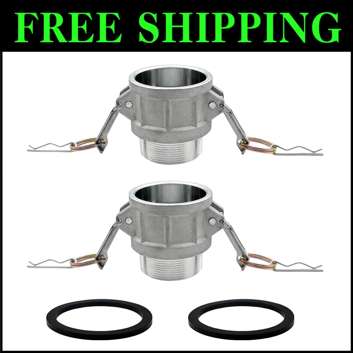 4" Aluminum Camlock Hose Fittings - 2 Pack with Gasket - Quick Connect Solution