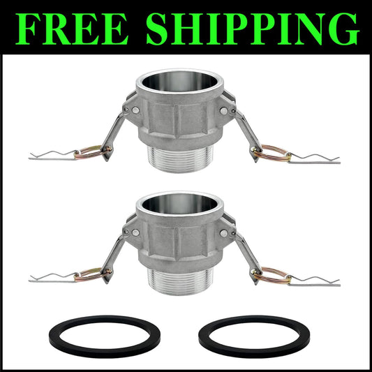 4" Aluminum Camlock Hose Fittings - 2 Pack with Gasket - Quick Connect Solution