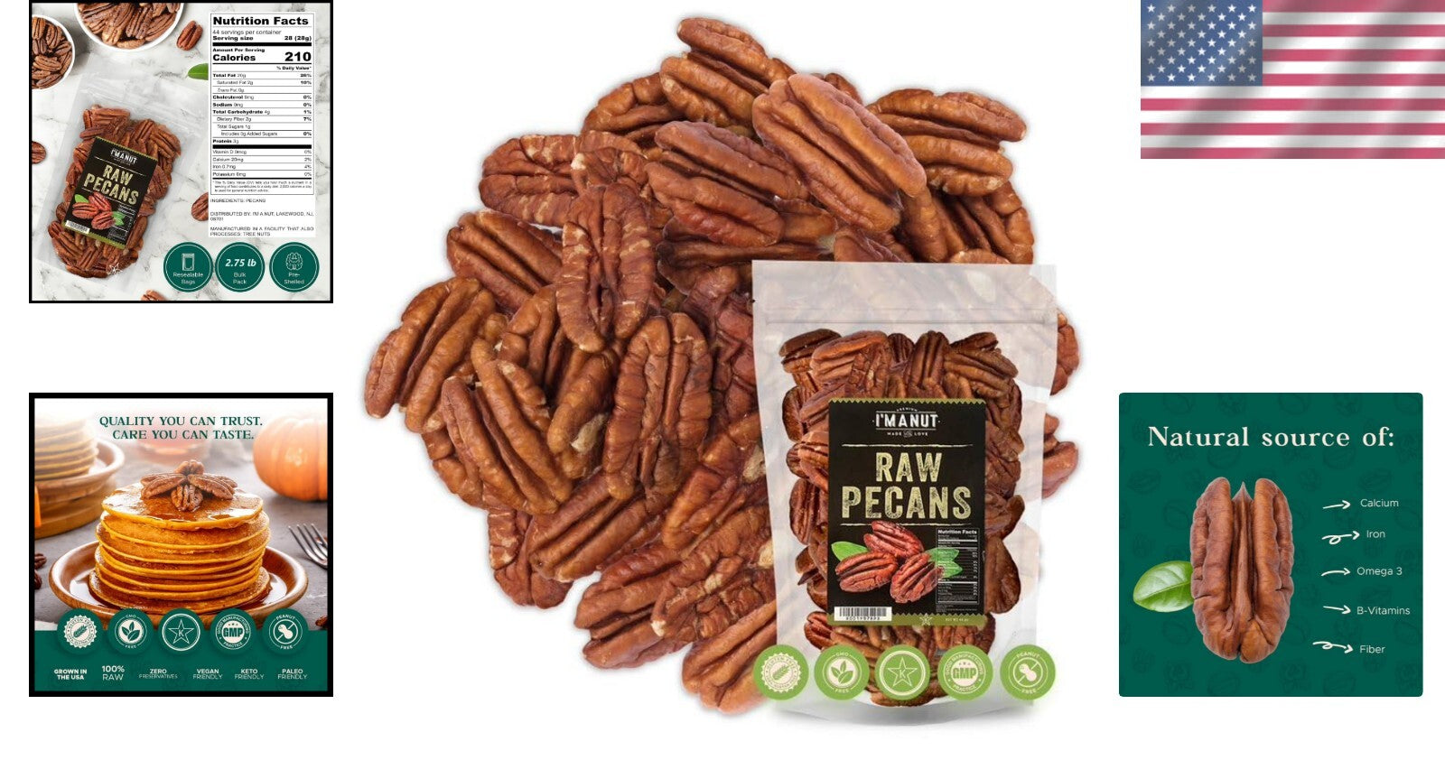 Ethically Sourced 2.75 lb Raw Pecan Halves - Nutritional Powerhouse Snack