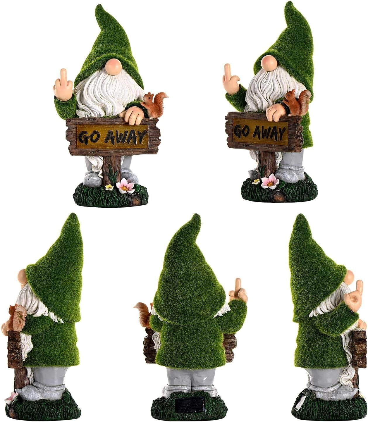 Eco-Friendly Solar LED Gnome Decoration - 10-Inch Funny Lawn Sculpture