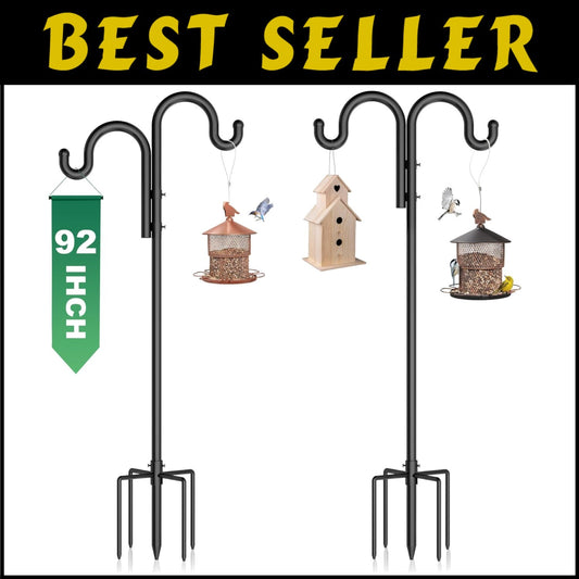 Versatile 2-Pack Double Shepherds Hooks with 5-Prong Base for Premium Stability