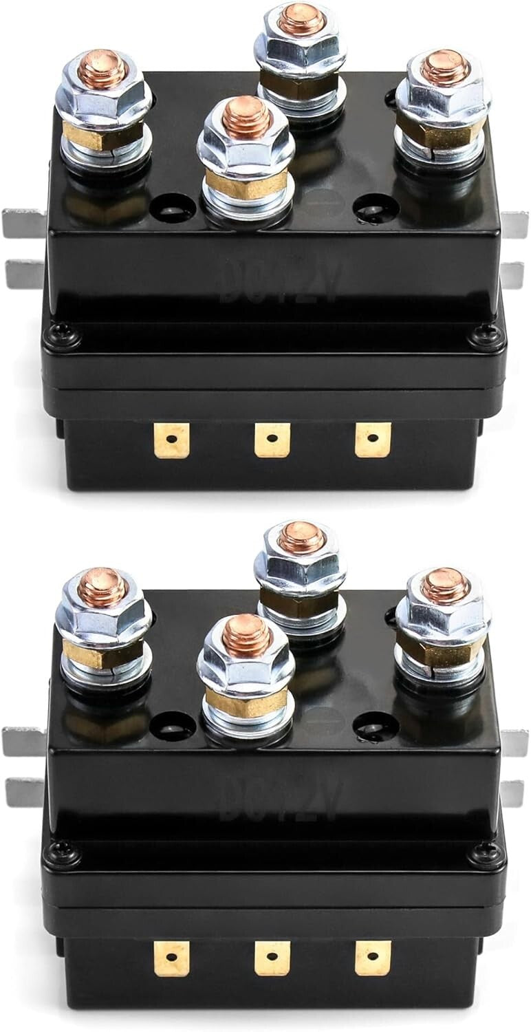 2-Pack 12V 500A Weather-Resistant Winch Relay Solenoids for ATVs and More