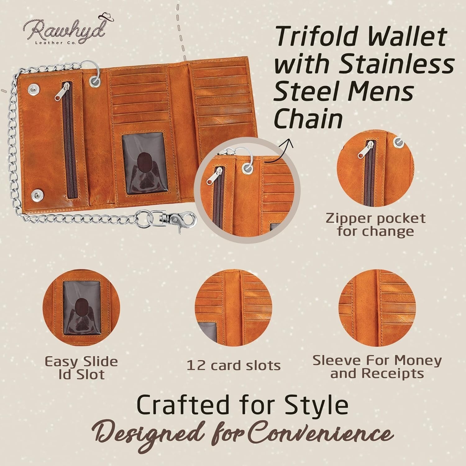 Classic Men's Biker Wallet with RFID Blocking & Chain - Timeless Craftsmanship