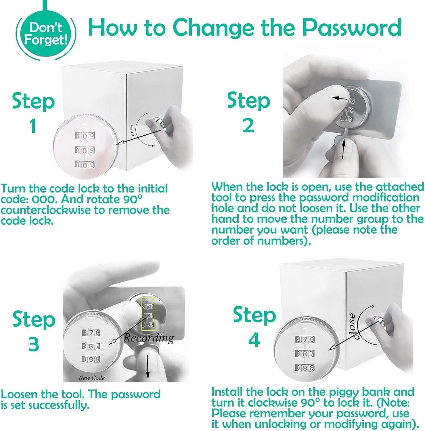 Customizable Stainless Steel Piggy Bank with Lock for Wedding & Vacation Goals