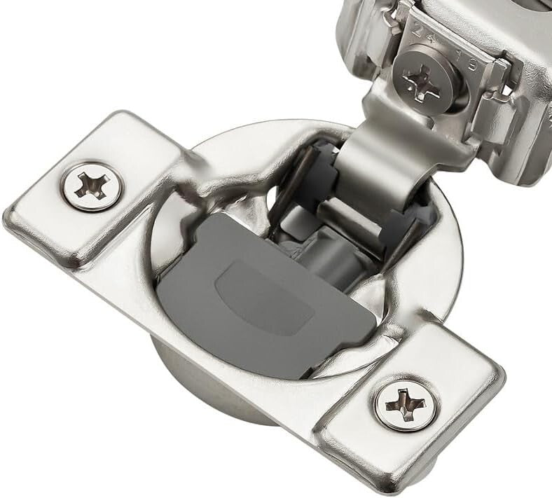 50 Pack Soft Close Hinges | 1 Inch Overlay Satin Nickel for Kitchen Cabinets