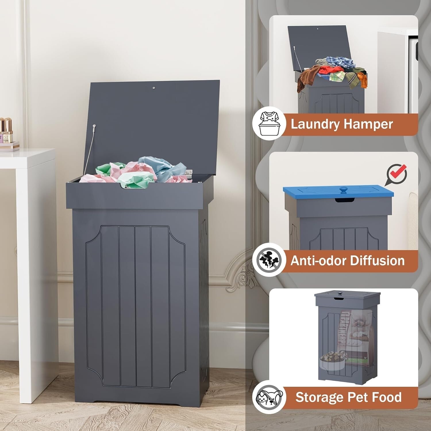 Elegant 13 Gallon Trash Bin with Lid - Durable Eco-Friendly Wooden Design