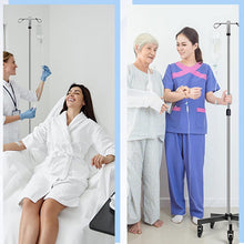 Load image into Gallery viewer, Portable Stainless Steel IV Pole - 2 Hooks, Adjustable Height &amp; Wheels