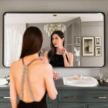 Load image into Gallery viewer, Versatile Horizontal or Vertical Black Metal Bathroom Mirror - Easy Install