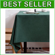 Load image into Gallery viewer, Hunter Green Rectangular Tablecloth 57x118” - Spill-Resistant Farmhouse Charm