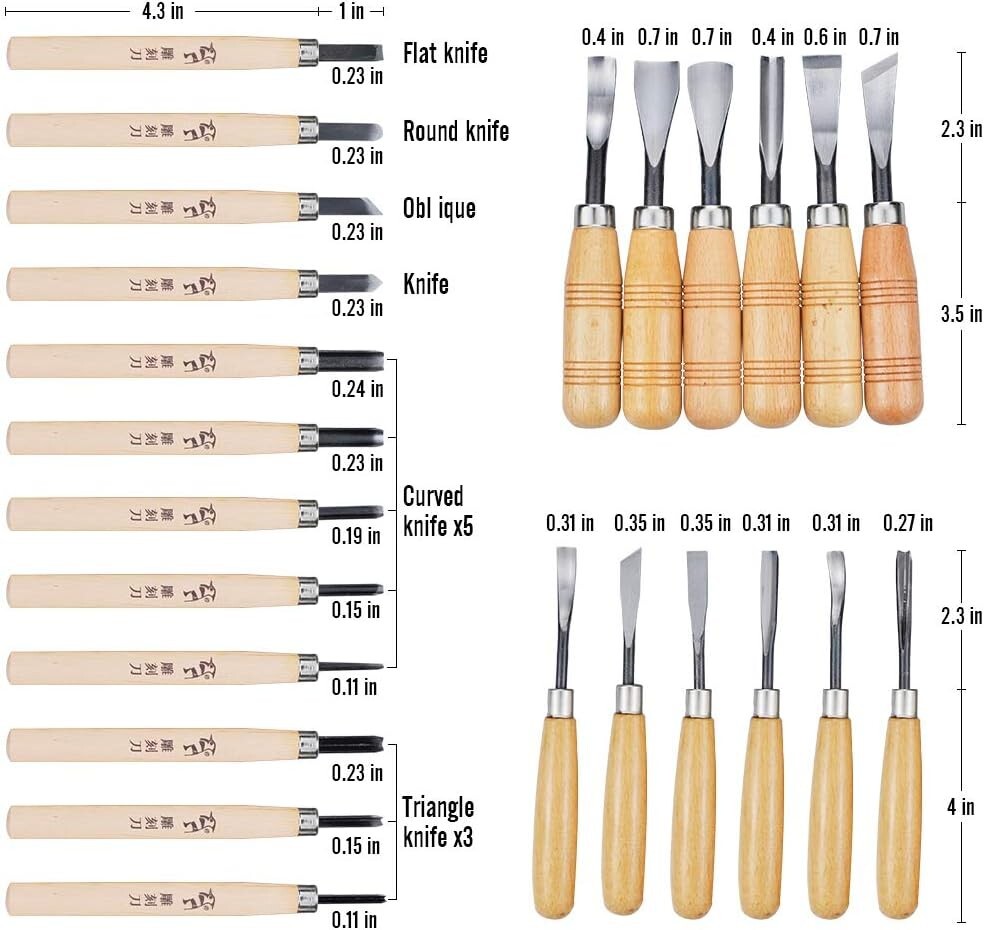 Ultimate 24-Piece Wood Knife Set for Detailed Carving - Durable Tools Included