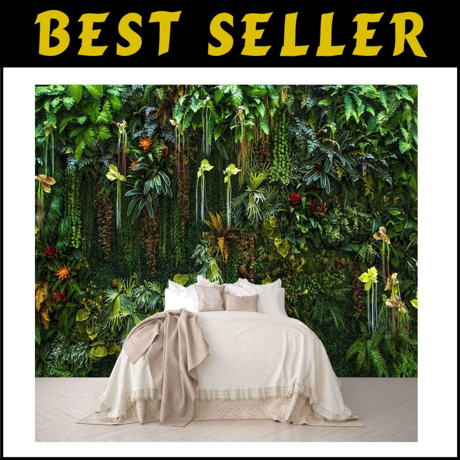 Elegant Botanical Silk Mural Wallpaper - Waterproof, Non-Adhesive, 195" x 120"