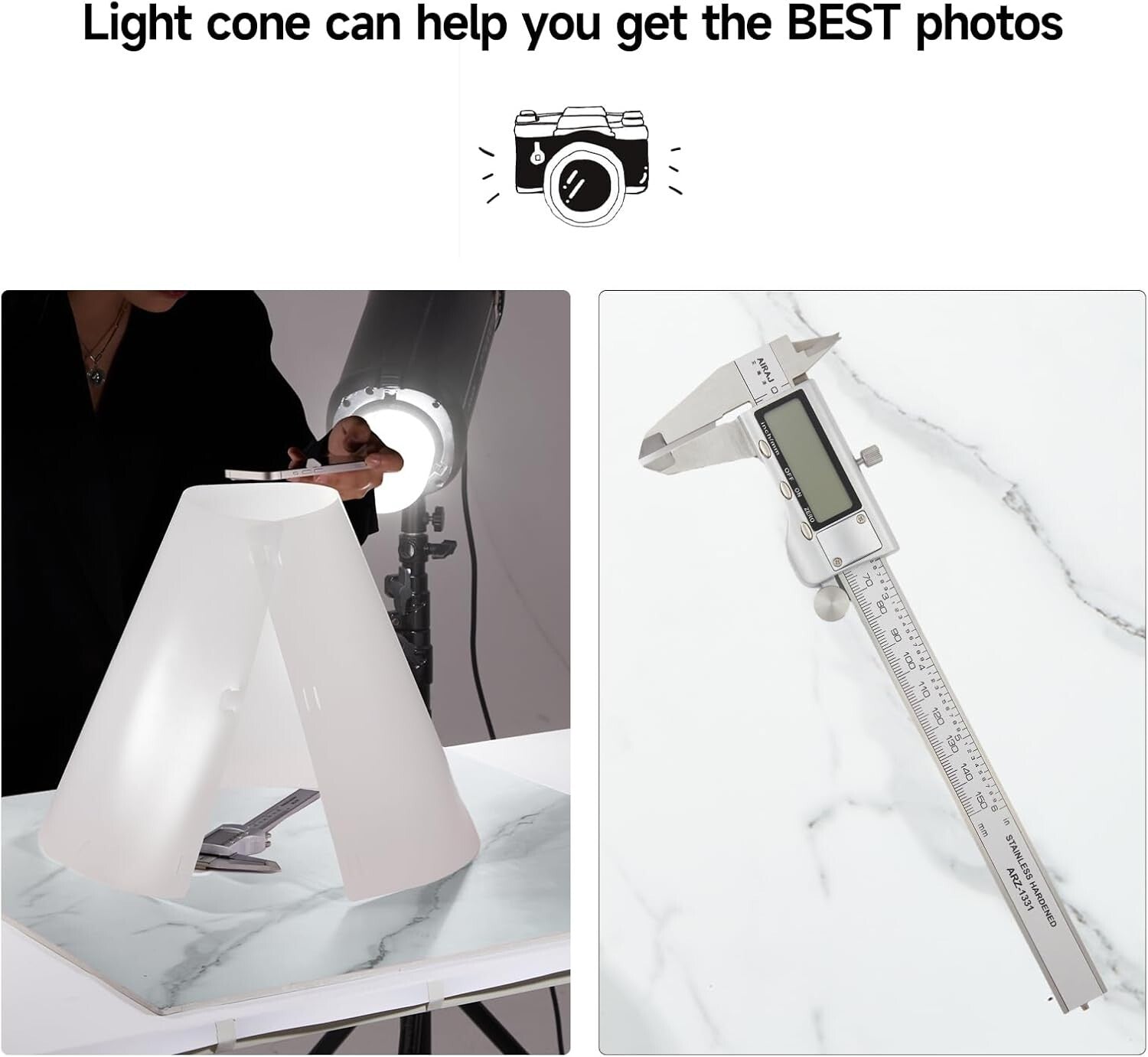 Versatile Marble and White Photography Backdrop Boards with Brackets - 2 PCS Set