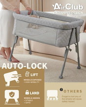 Load image into Gallery viewer, Stylish Bedside Sleeper Crib with Auto-Lock Wheels &amp; Comfortable Fleece Mattress