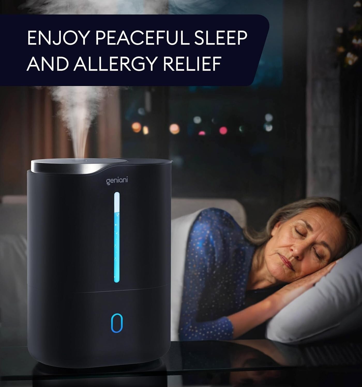 6L Top Fill Humidifier & Essential Oil Diffuser – Black Ultrasonic Quiet Mist